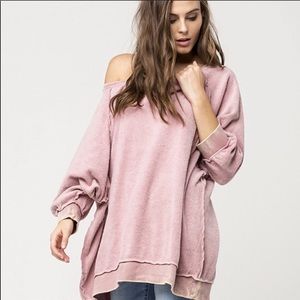 Free People My Pullover Sweatshirt-rose pink
